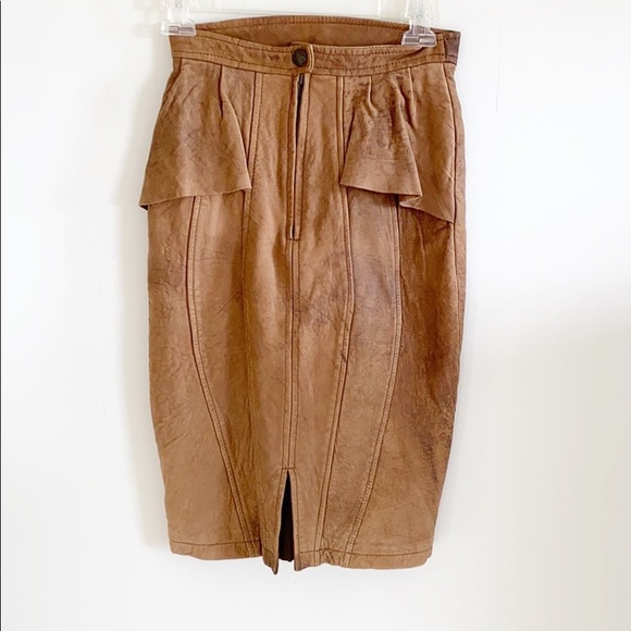 Harley Davidson Tan Suede Leather Pencil Skirt - Picture 5 of 11